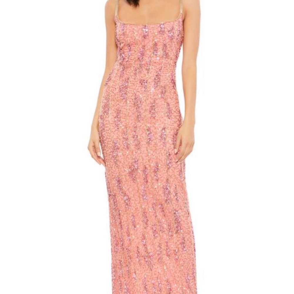 Mac Duggal Pink Column Sequined dress Sz 4 Style 10696